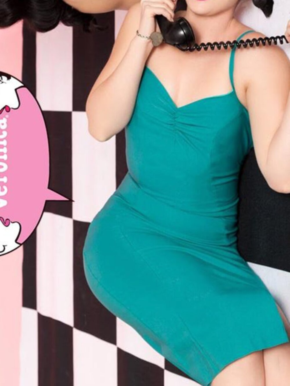 Pinup Couture Rian Spaghetti Strap Midi Dress in Jade Betty and Veronica